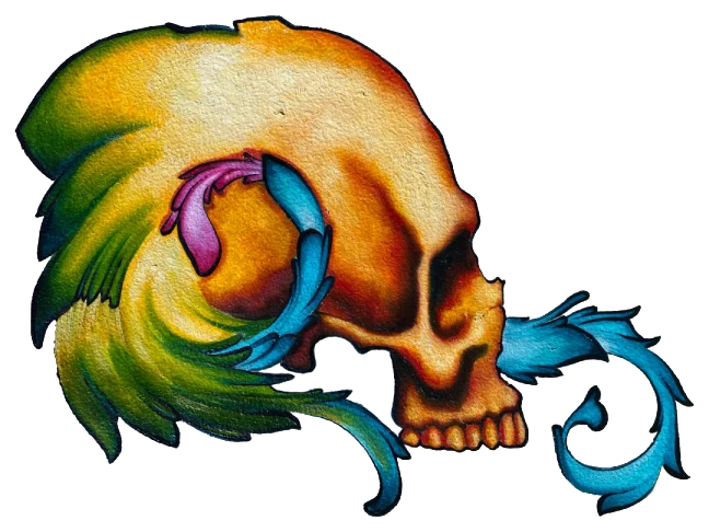 Skull Filigree acrylic pin back