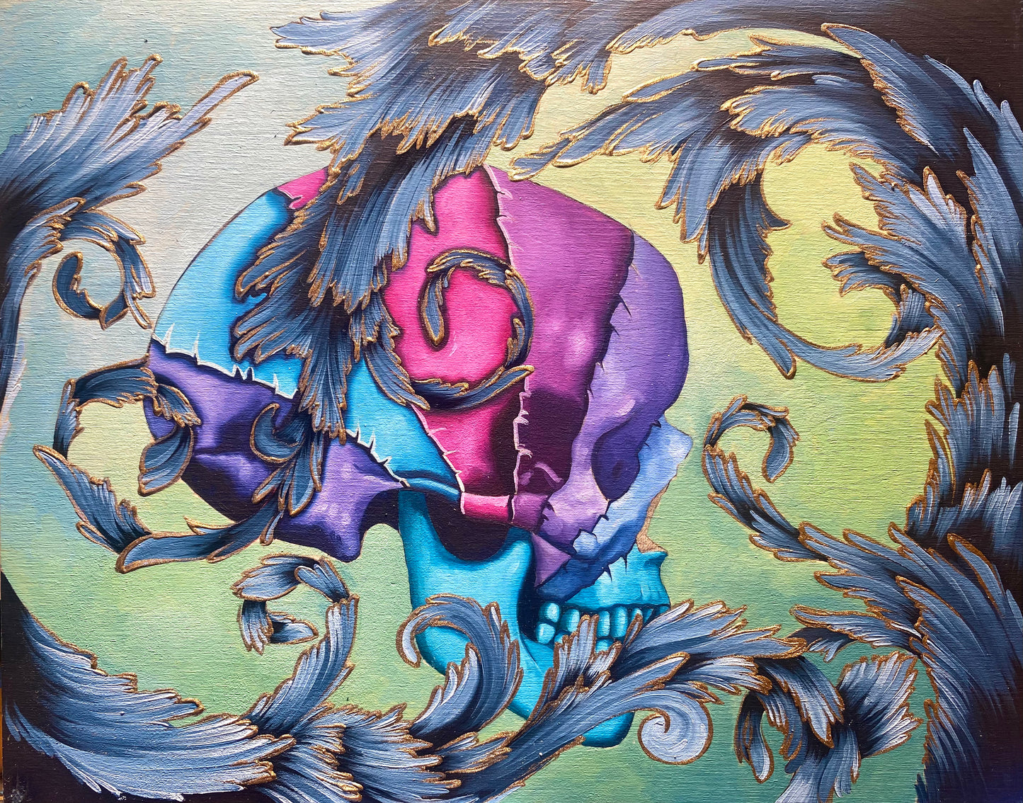 Gilded skull.